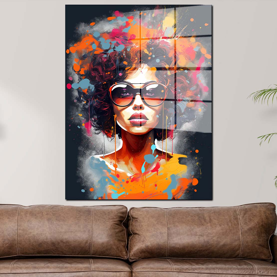 Afrikanische Frau mit Locken Acrylglasbild Wandbild Bild Wanddeko XL