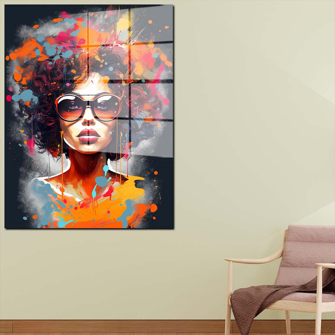 Afrikanische Frau mit Locken Acrylglasbild Wandbild Bild Wanddeko XL