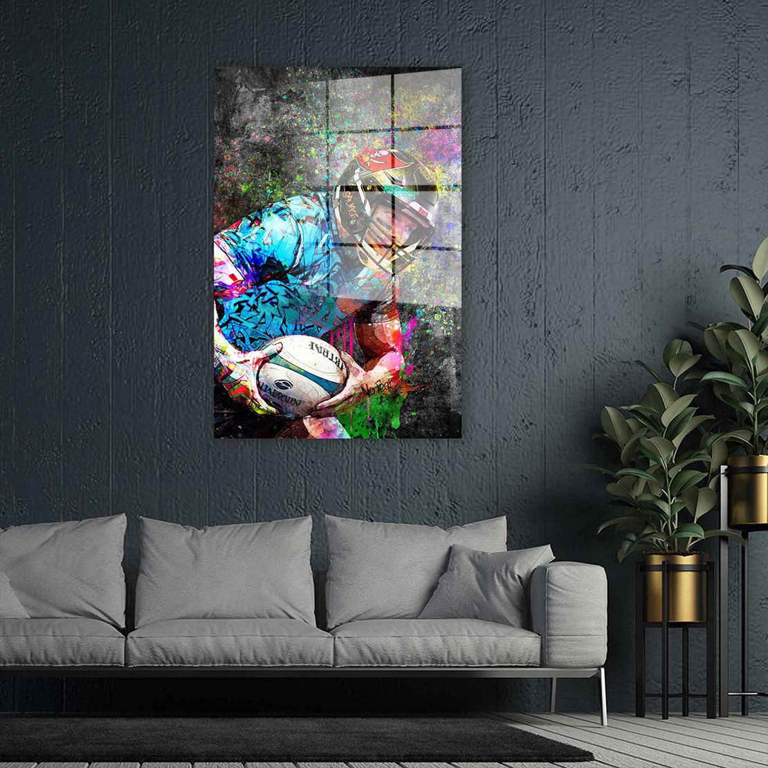 American Football Graffiti Acrylglasbild Wandbild Bild Wanddeko XL Rugby