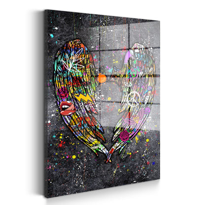 Angel Wings Graffiti Style Acrylglasbild Wandbild Bild Wanddeko Wohnzimmer XL