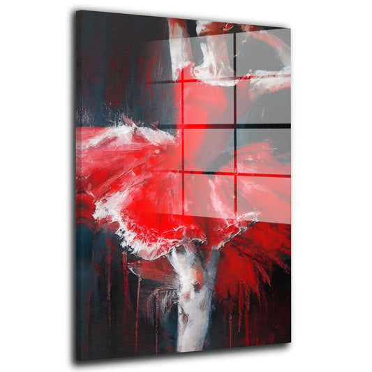 Ballerina im roten Kleid Acrylglasbild Wandbild Bild Wanddeko Wohnzimmer XL