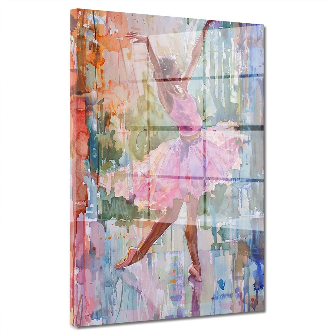 Ballerina in Aquarellfarben Acrylglasbild Wandbild Bild Wanddeko Wohnzimmer XL