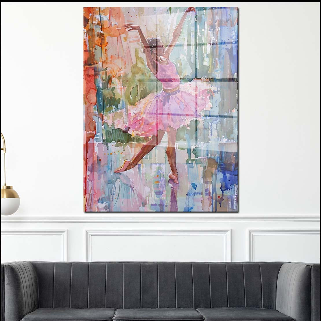 Ballerina in Aquarellfarben Acrylglasbild Wandbild Bild Wanddeko Wohnzimmer XL