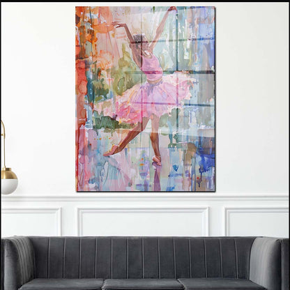 Ballerina in Aquarellfarben Acrylglasbild Wandbild Bild Wanddeko Wohnzimmer XL