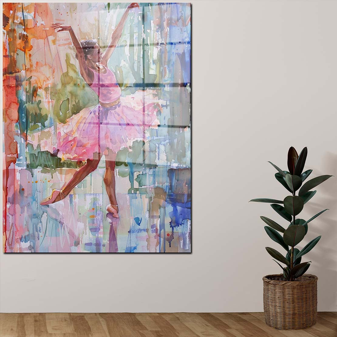 Ballerina in Aquarellfarben Acrylglasbild Wandbild Bild Wanddeko Wohnzimmer XL