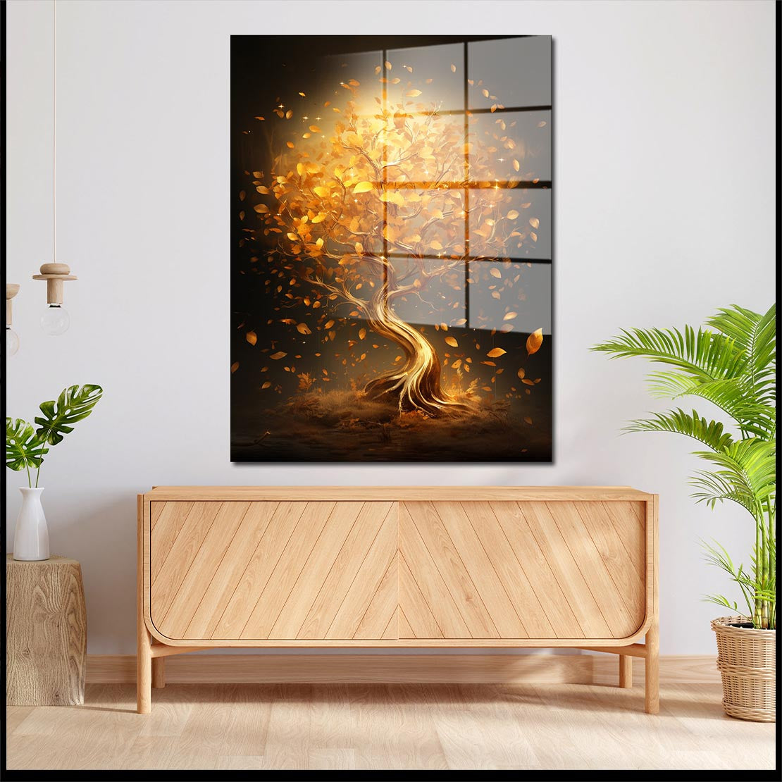 Baum goldene Blätter Acrylglasbild Wandbild Bild Wanddeko Wohnzimmer XL