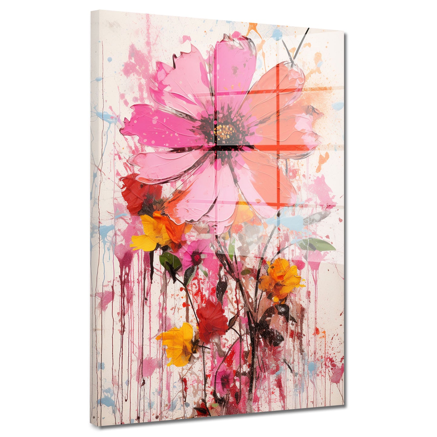 Blume Pink Colour Splash Acrylglasbild Wandbild Bild Wanddeko Wohnzimmer XL