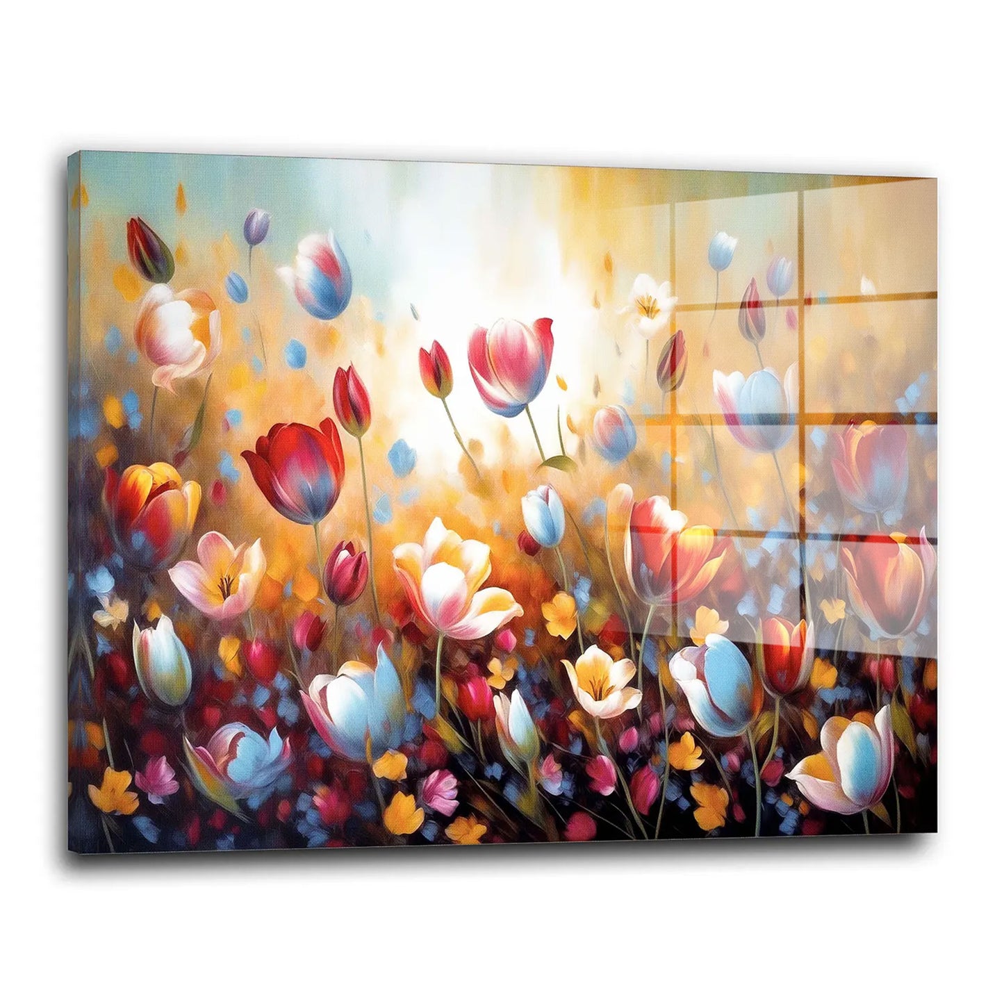 Blumen abstrakt Paint Acrylglasbild Wandbild Bild Wanddeko Wohnzimmer XL