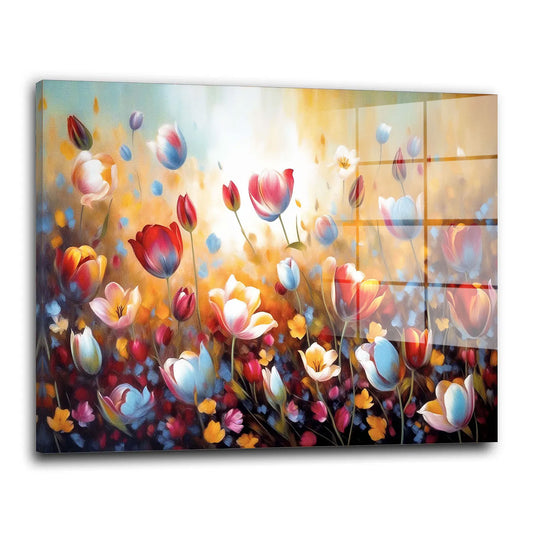 Blumen abstrakt Paint Acrylglasbild Wandbild Bild Wanddeko Wohnzimmer XL