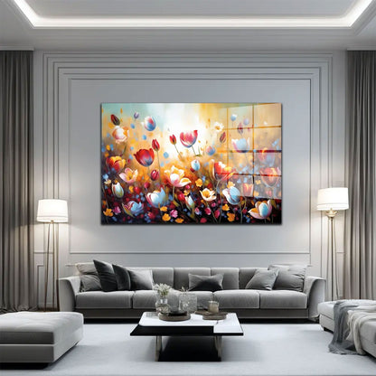 Blumen abstrakt Paint Acrylglasbild Wandbild Bild Wanddeko Wohnzimmer XL