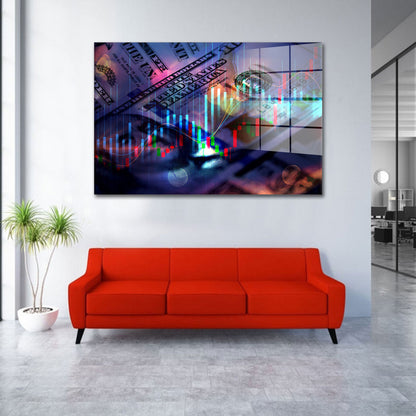 Börse Trading Dollar Acrylglasbild Wandbild Bild Wanddeko Wohnzimmer XL