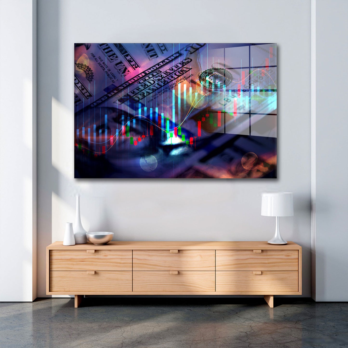 Börse Trading Dollar Acrylglasbild Wandbild Bild Wanddeko Wohnzimmer XL