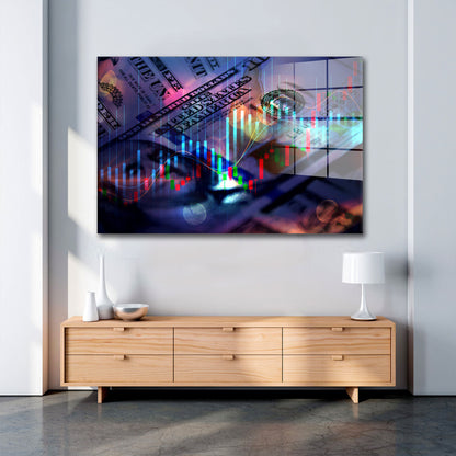Börse Trading Dollar Acrylglasbild Wandbild Bild Wanddeko Wohnzimmer XL