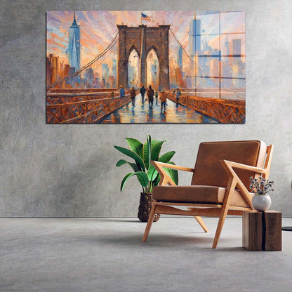 Brücke New York USA Acrylglasbild Wandbild Bild Wanddeko Wohnzimmer XL