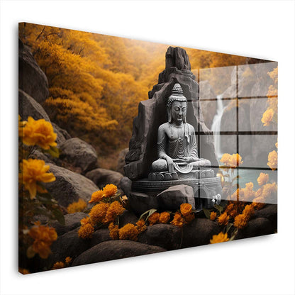 Buddha in der Natur Acrylglasbild Wandbild Bild Wanddeko Wohnzimmer XL