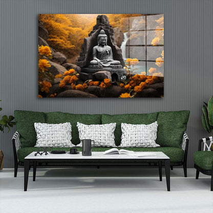 Buddha in der Natur Acrylglasbild Wandbild Bild Wanddeko Wohnzimmer XL