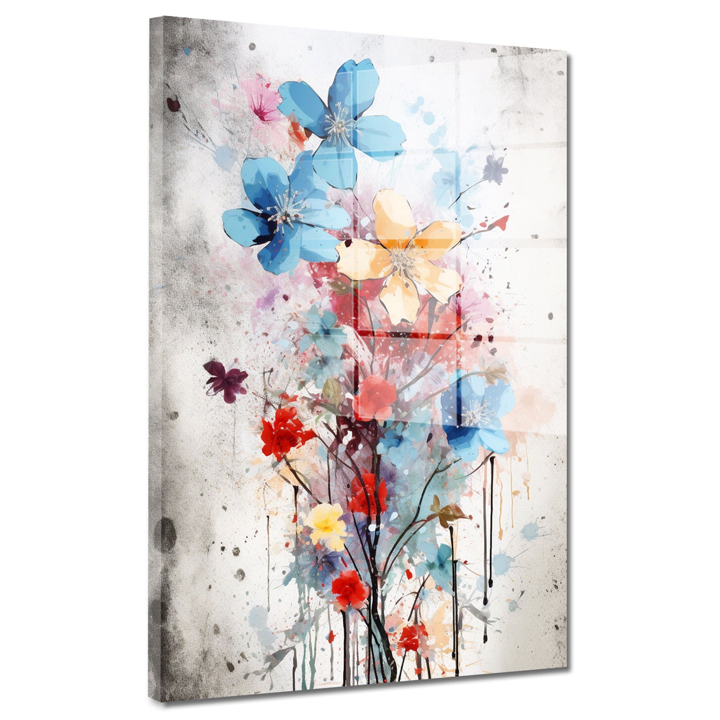 Bunte Blumen Pop Art Acrylglasbild Wandbild Bild Wanddeko Wohnzimmer XL