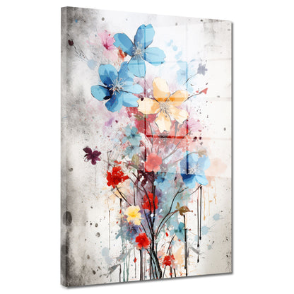 Bunte Blumen Pop Art Acrylglasbild Wandbild Bild Wanddeko Wohnzimmer XL