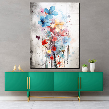 Bunte Blumen Pop Art Acrylglasbild Wandbild Bild Wanddeko Wohnzimmer XL