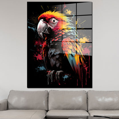 Bunter Papagei Pop Art Acrylglasbild Wandbild Bild Wanddeko Wohnzimmer XL
