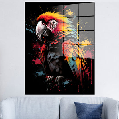 Bunter Papagei Pop Art Acrylglasbild Wandbild Bild Wanddeko Wohnzimmer XL
