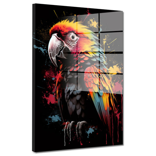 Bunter Papagei Pop Art Acrylglasbild Wandbild Bild Wanddeko Wohnzimmer XL