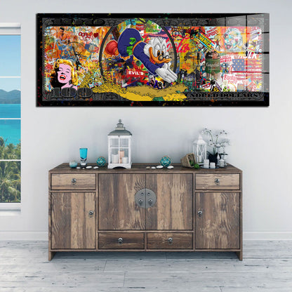 Collage Stars Duck Dollar Acrylglasbild Wandbild Bild Wanddeko Wohnzimmer XL