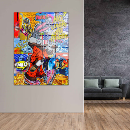 Comic Bunny Pop Art Acrylglasbild Wandbild Bild Wanddeko Wohnzimmer XL