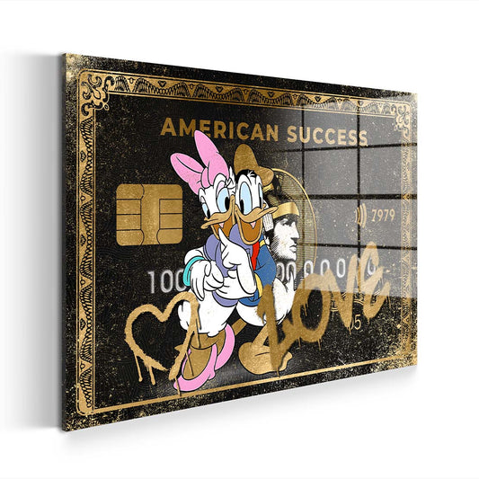 Comic Duck Card American Success Acrylglasbild Wandbild Bild Wanddeko XL