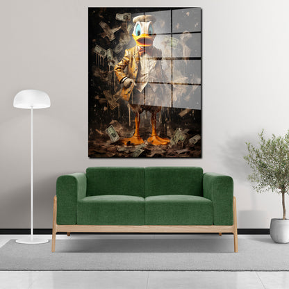 Comic Duck Money Cash Acrylglasbild Wandbild Bild Wanddeko Wohnzimmer XL