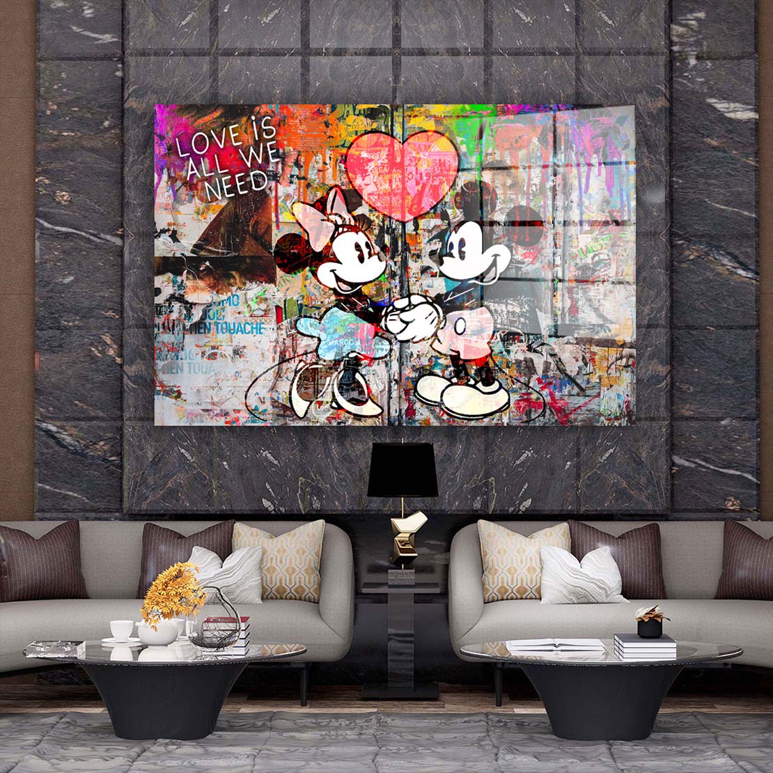 Comic Pop Art Maus Old School Acrylglasbild Wandbild Bild Wanddeko Wohnzimmer XL