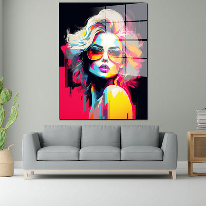 Cool Girl Retro Pop Art Acrylglasbild Wandbild Bild Wanddeko Wohnzimmer XL