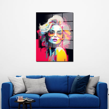 Cool Girl Retro Pop Art Acrylglasbild Wandbild Bild Wanddeko Wohnzimmer XL