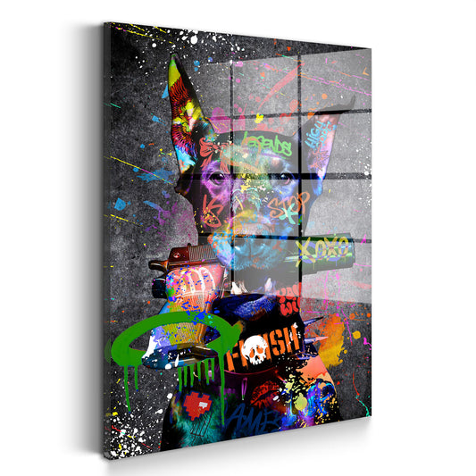 Dobermann Street Art Acrylglasbild Wandbild Bild Wanddeko Wohnzimmer XL