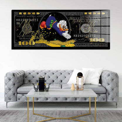 Dollar Duck My Money my Rules Acrylglasbild Wandbild Bild Wanddeko XL