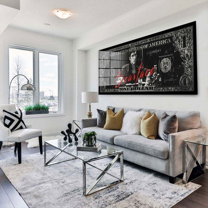 Dollar Pop Art Scarface Acrylglasbild Wandbild Bild Wanddeko Wohnzimmer XL
