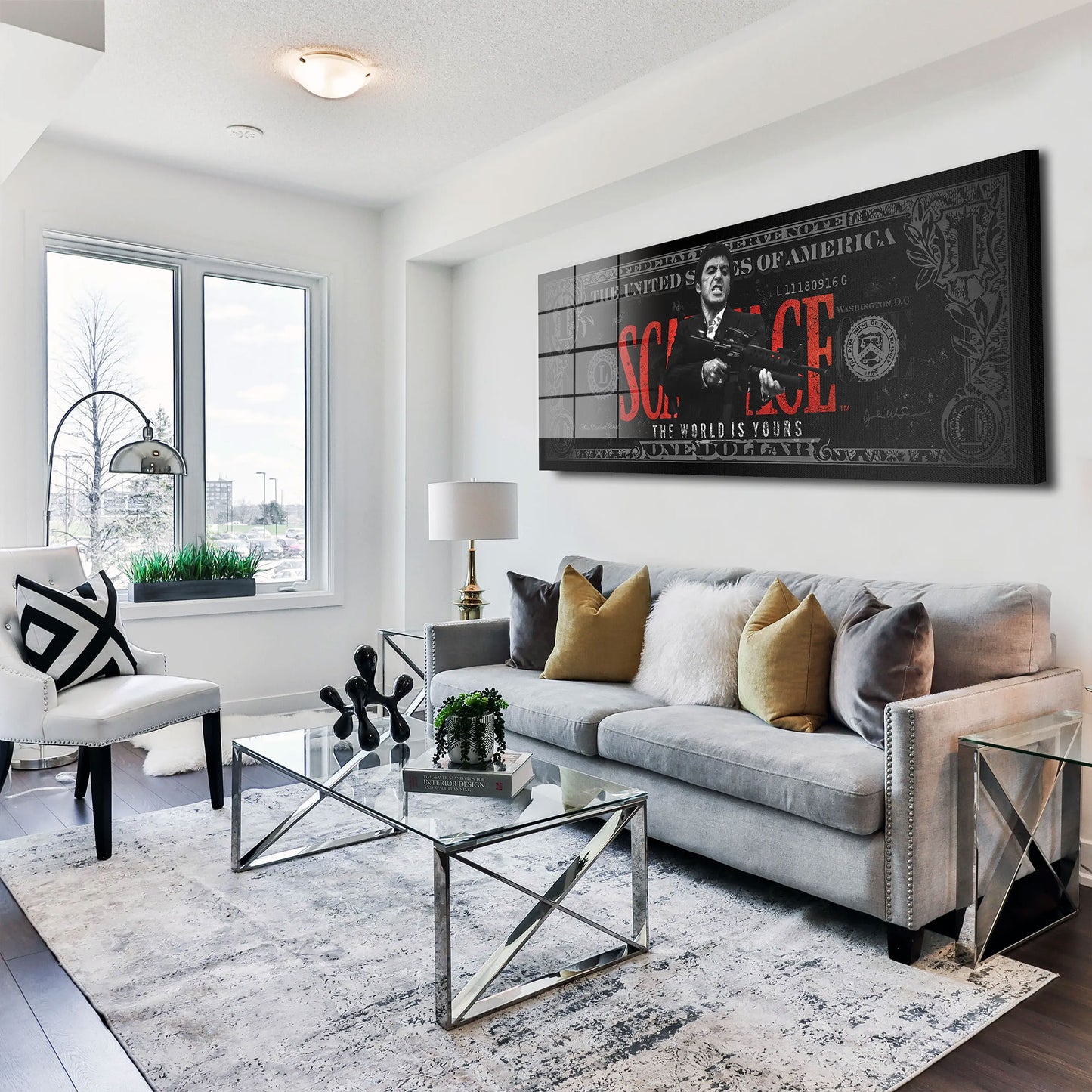 Dollar Zitat Scarface Acrylglasbild Wandbild Bild Wanddeko Wohnzimmer XL