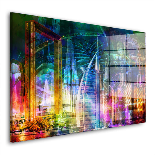 Dubai Pop Art Acrylglasbild Wandbild Bild Wanddeko Wohnzimmer XL
