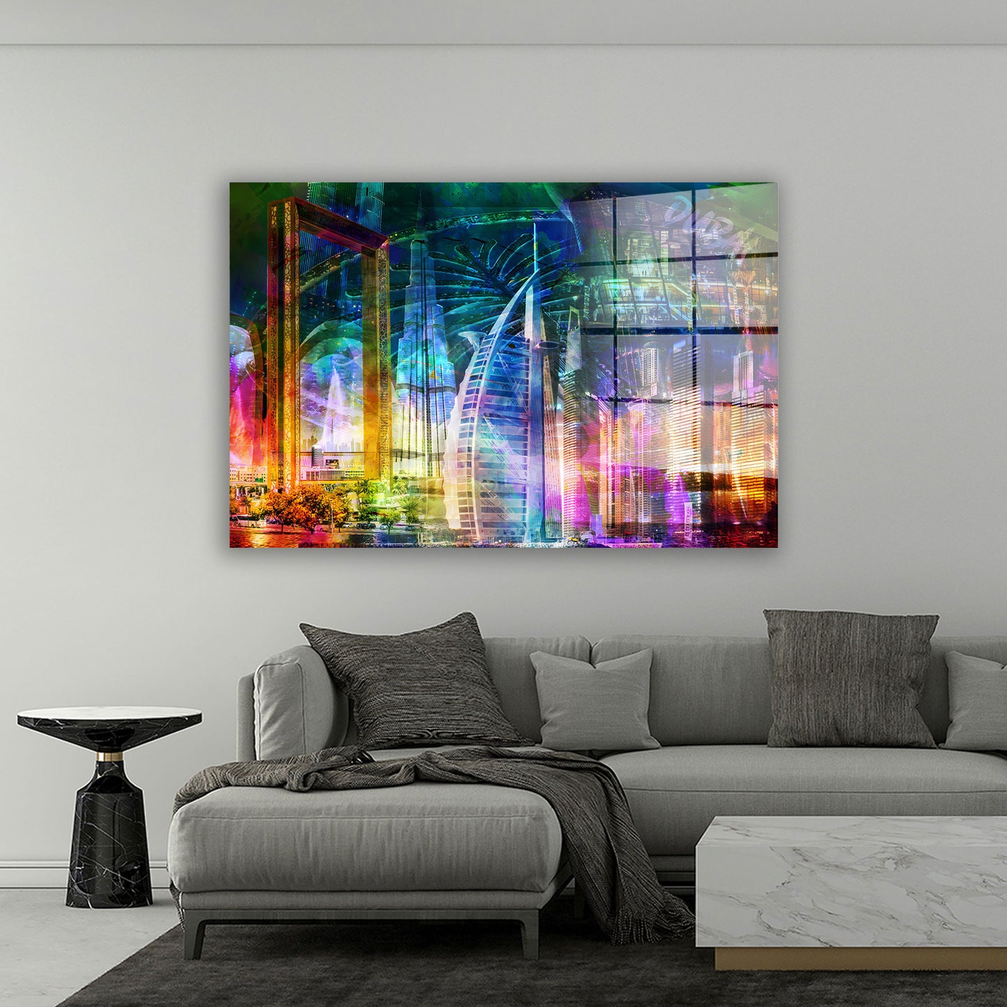 Dubai Pop Art Acrylglasbild Wandbild Bild Wanddeko Wohnzimmer XL