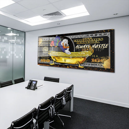 Duck 100 Dollar Gold Tube Acrylglasbild Wandbild Bild Wanddeko Wohnzimmer XL