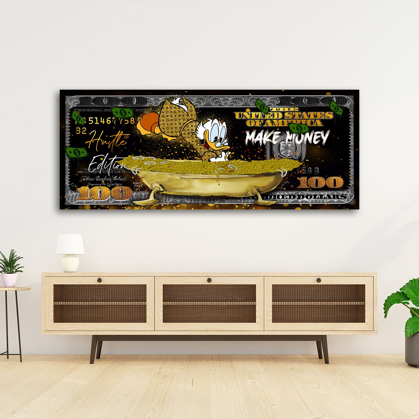 Duck Dollar Pop Art Leinwandbild Wandbild Kunstdruck Wanddeko Motivation