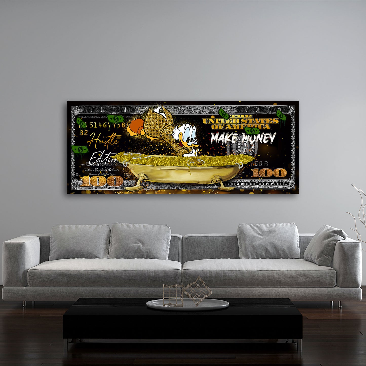 Duck Dollar Pop Art Leinwandbild Wandbild Kunstdruck Wanddeko Motivation