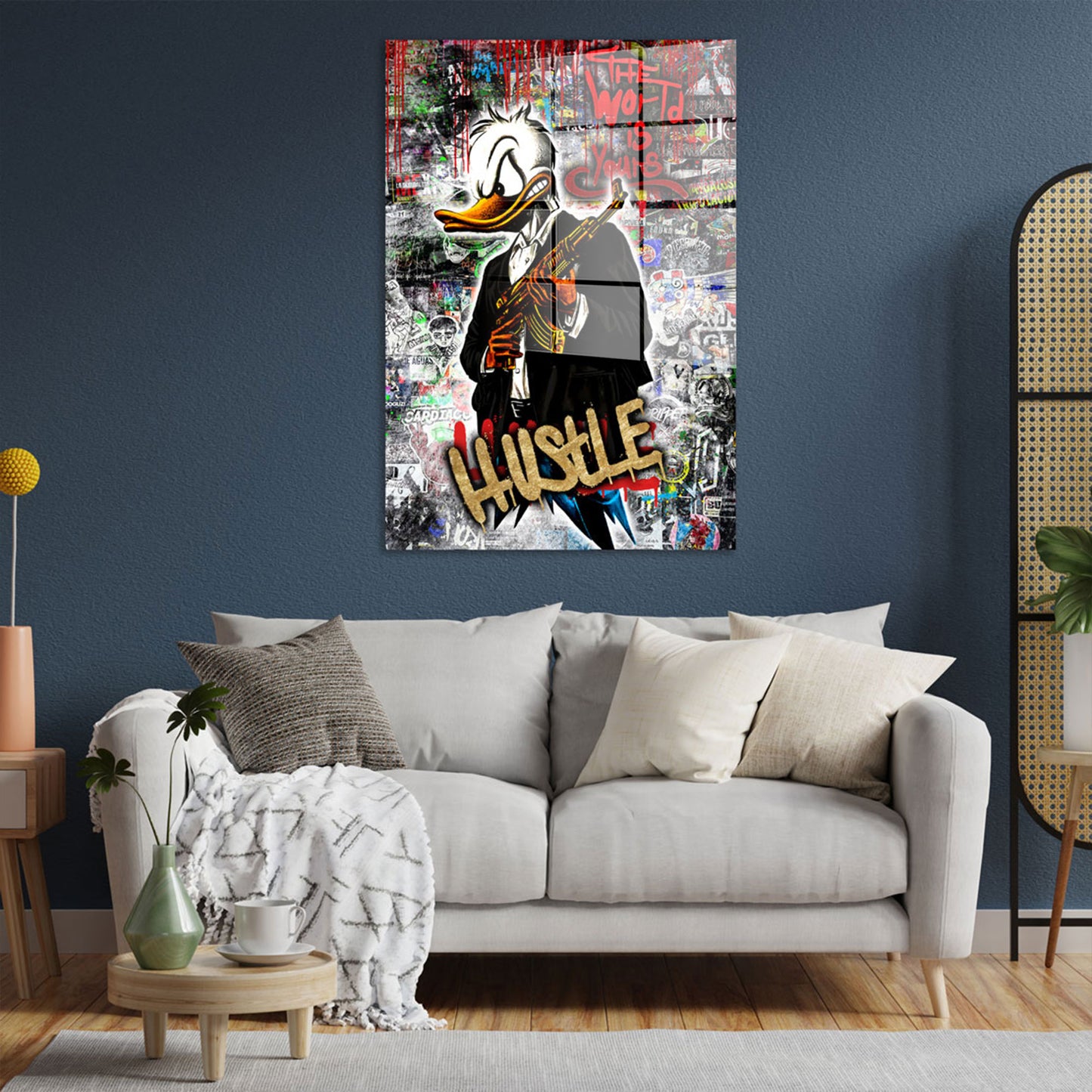 Duck Gangster Pop Art Style Acrylglasbild Wandbild Bild Wanddeko Wohnzimmer XL