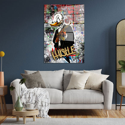 Duck Gangster Pop Art Style Acrylglasbild Wandbild Bild Wanddeko Wohnzimmer XL