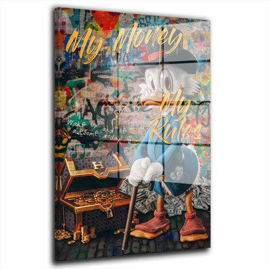 Duck Pop Art My Rules Acrylglasbild Wandbild Bild Wanddeko Wohnzimmer XL