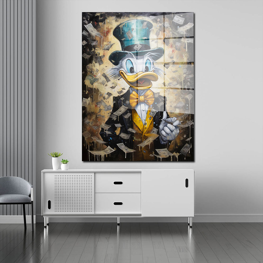 Duck Style Money Rain Acrylglasbild Wandbild Bild Wanddeko Wohnzimmer XL