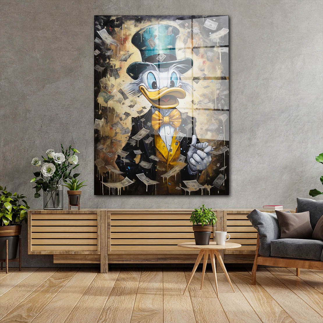 Duck Style Money Rain Acrylglasbild Wandbild Bild Wanddeko Wohnzimmer XL