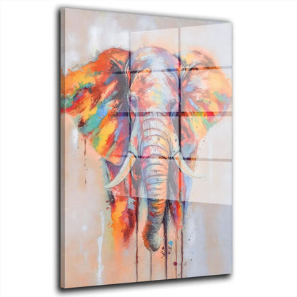Elefant abstrakt farbig Acrylglasbild Wandbild Bild Wanddeko Wohnzimmer XL