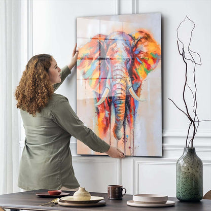 Elefant abstrakt farbig Acrylglasbild Wandbild Bild Wanddeko Wohnzimmer XL