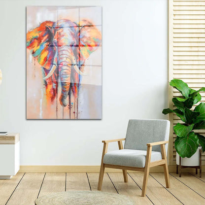 Elefant abstrakt farbig Acrylglasbild Wandbild Bild Wanddeko Wohnzimmer XL